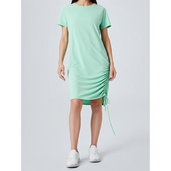 HALARA Dresses & Skirts - Halara Dress Womens Size XL Seafoam Ribbed T-Shirt Side Ruching Casual Comfy